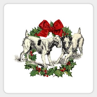 Terrier Dogs Celebrate Christmas Magnet